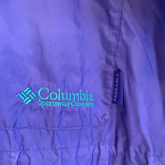 Columbia Turquoise Purple Lightweight Packable Windbreaker Parka Size Large - Picture 12 of 16